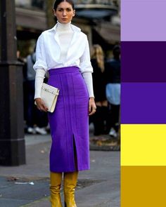 Gaun Koktail, Gorgeous Outfits, Color Trends Fashion, Purple Outfits, Purple Skirt