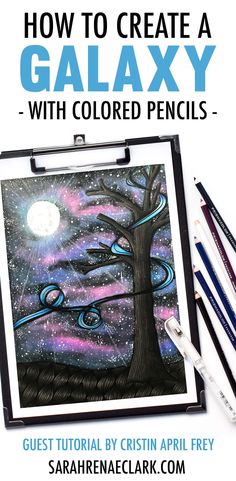 how to create a galaxy with colored pencils in this easy and fun art project