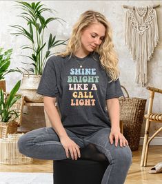 "Funny nursing shirt Shine Bright Like a Call Light Sarcastic nurse Gift Nurse Aide Aid Tech ER ICU, Nursing School Graduate gift. PRODUCTION TIME: 1-3 days (Usually 2 days) SHIPPING TIME: 2-5 days (Usually 3 days) DESIGN COLOR: BLACK DESIGN is used by for White, Athletic Heather Pink, Heather Peach, Heather Dusty Blue, Heather Prism Dusty Blue, Lilac. WHITE DESIGN is used by Other Colored Shirts. PRODUCT DESCRIPTION: SOFT T-SHIRT FOR ADULTS AND UNISEX T-shirts are designed and manufactured in the best way possible and made of premium quality ring-spun cotton. The garment (Bella+Canvas) fits perfectly and feels soft and comfortable. The style of the vinyl and the garment can be chosen according to your taste. - For the best quality materials, we offer very fast dispatching and posting serv Casual Nursing Friendly Short Sleeve T-shirt, Casual Crew Neck Nursing Friendly T-shirt, Casual Relaxed Fit Nursing T-shirt, Casual Nursing Shirt With Short Sleeves, Casual Short Sleeve Nursing Shirt, Relaxed Fit Nursing Top With Short Sleeves, Nurse Aide, Funny Nursing, Nursing Shirt