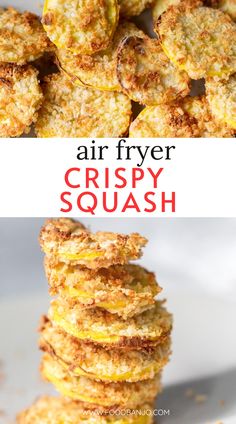 crispy squash air fryer cookies stacked on top of each other with text overlay