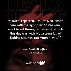 a quote from the devil's devils series written in red on a black background