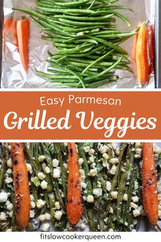 grilled veggies in foil with carrots and green beans