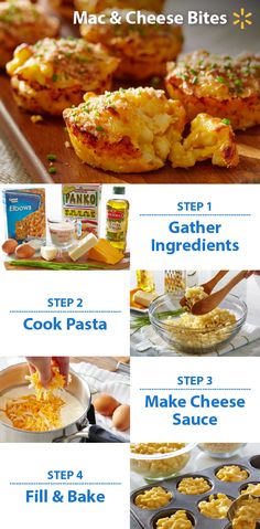 the steps to make mac and cheese bites