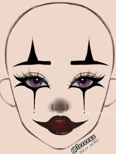 Jester Eye Makeup, Jester Makeup Ideas, Creepy Jester Makeup, Spooky Makeup Looks Halloween, Maquillaje Halloween Aesthetic, Jester Halloween Makeup, Clown Makeup Looks Drawing, Jester Makeup Female, Simple Clown Makeup