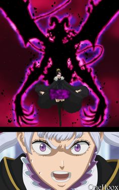 two different anime pictures with one being an evil demon and the other is a demonic demon