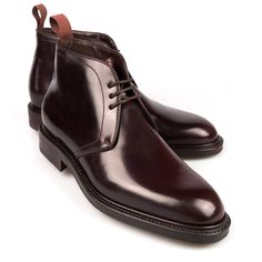 CHUKKA BOOTS IN CORDOVAN (INCL. SHOE TREE) Leather Boots Outfit, Mens Designer Boots, Cordovan Shoes, Gentlemen Wear, Rugged Boots, Mens Dress Boots, Exclusive Shoes, Mens Boots Fashion, Mens Designer Shoes