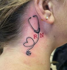 Stethoscope Tattoo Ideas, Nursing Tattoos Men, Skeleton Nurse Tattoo, Health Care Tattoo, Nurse Symbol Tattoo, Nursing Tattoo Ideas, Nursing Tattoos For Women, Healthcare Tattoos For Women, Registered Nurse Tattoo