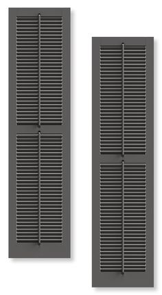 two black shutters on the side of a building