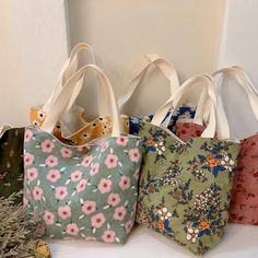 Women's Tote Tote Canvas Tote Bag Corduroy Shopping Daily Print Flower small green flowers Corduroy Blue Daisy Portable Corduroy Red Rose Portable 2023 - AU $14.29 Mummy Bag, Tote Bags Sewing, Beg Tangan, Sac Lunch, Floral Bags, Work Bag, Satchel Purse, Reusable Grocery Bags, Sewing Bag