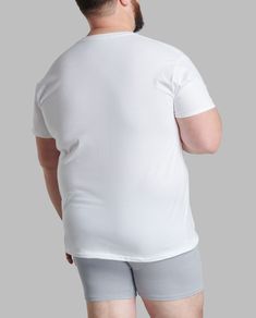 Our Fruit of the Loom® big men's collection is made specifically to fit the true big man. These undershirts are designed with increased body length and width, and with generous arm and neck openings to provide a comfortable fit. These crew neck T-shirts have extra length so they will stay tucked all day. These undershirts feature a layflat collar and the sleeves are designed to give you the perfect fit, preventing any peeking from underneath your outer shirt. Big Men, Big And Tall, The Loom, Fruit Of The Loom, Men's Collection, White T, Men Short Sleeve, White Undershirt, Loom