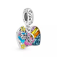 Stitch and Angel Ohana Double Dangle Charm by Pandora – Lilo & Stitch | Disney Store Silver Pandora Charms, Pandora Original, Magic Charms, Disney Bracelet, Bracelet Pandora, Pandora Bracelet Charms, Bracelet Diy, Silver Charm Bracelet, Buzz Lightyear