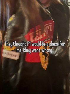 a man wearing a leather jacket with the words they thought if i would be a phase for me, they were wrong