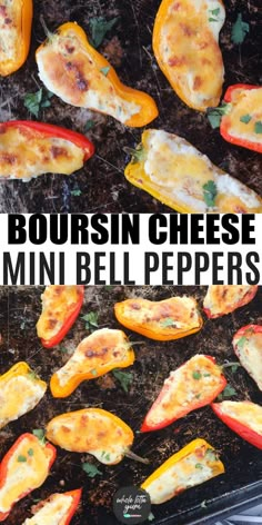 an image of grilled cheese and mini bell peppers on the grill with text overlay