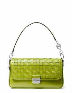 ⚛️100% Authentic Guarantee ⚛️ 👜Michael Kors - Bradshaw Small Woven Logo and Leather Shoulder Bag 🍒Color is Lime 🎁Condition is New with Tags 🌷Size: 10.75”W X 5.88”H X 2.75”D 💍Silver-tone hardware 🍎Details * Shoulder bag * Leather * Handle drop: 7” * Interior details : Interior flap pocket, zip pocket and slip pocket * Lining: 100% polyester * Push-lock fastening * Imported 🌿Defined by intricate woven detailing, our Bradshaw shoulder bag captures a laid-back luxe sensibility. It’s crafted f Michael Kors Shoulder Bag, Purses Michael Kors, Small Shoulder Bag, Handbags Michael Kors, Green Bag, Shoulder Tote, New Bag, Michael Kors Bag, Small Bags