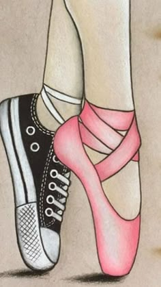 a drawing of a woman's feet with pink shoes