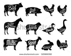 farm animals silhouettes with lettering