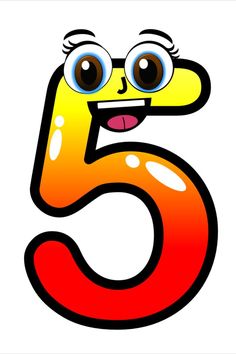 the number five with glasses on it's face is shown in red and yellow