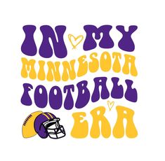 i'm my minnesota football era in purple and yellow with a helmet on it