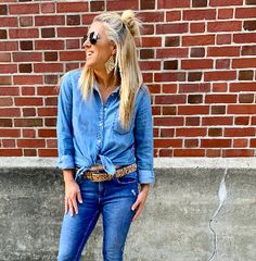 Style A Denim Shirt, Fancy Tops, Maternity Tops, How To Style