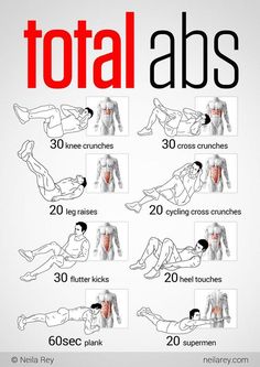 an exercise poster with the words total abss on it and pictures of different exercises