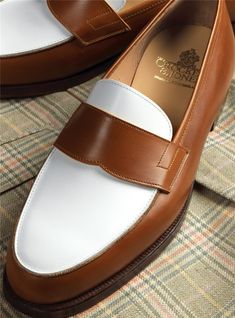 The Crewe Loafer in Tan and White Calfskin - The Ben Silver Collection White Formal Moccasins With Moc Toe, Classic White Wingtip Moccasins, White Tassel Loafers With Leather Sole For Business, White Tassel Loafers For Business, Classic White Monk Strap Shoes With Round Toe, White Tassel Loafers With Brogue Detailing For Formal Occasions, Classic White Loafers With Contrast Sole, Classic White Monk Strap Shoes With Leather Sole, White Leather Sole Tassel Loafers For Work