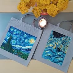 100% handmade bag  100% handpainted  Van Gogh Women Canvas Tote Bag, The Starry Night Shoulder Bag Gift For Women, Impressionism Shopping Tote Bag Gift for Mom. Measuring at 16"h x 14"w (40cm x 35cm ) and with a handle length of 25.5" (65 cm), these tote bags are with 100% linen canvas fabric. The bag has reinforced handle stitching for durability.  100% handmade bag  100% handpainted  Material: 100% natural linen canvas fabric  One size - 16"h x 14"w (40cm x 35cm)  Handle length - 25.5" (65 cm) Artistic Bags With Artwork For Gifts, Artistic Shoulder Bag With Artwork For Gifts, Blue Hand Painted Bag For Gift, Artistic Hand Painted Shoulder Bag For Gift, Artistic Hand Painted Shoulder Bag Gift, Artsy Handmade Canvas Bag Perfect For Gifts, Artsy Handmade Canvas Bag For Gift, Handpainted Tote, Handpainted Tote Bags