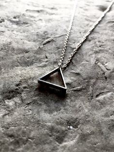 Dainty Triangle Necklace, Silver Triangle Necklace, Dainty Silver Triangle, Triangle, Triangles Silv Minimalist Triangle Metal Necklace, Minimalist Silver Triangle Necklace, Silver Triangle Jewelry For Everyday, Triangle Necklace, Triangle Pendant, Necklace Dainty, Natural Shapes, Necklace Silver, Stainless Steel Chain