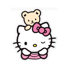 a hello kitty with a teddy bear on top of it's back end,