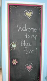 a chalkboard sign that says welcome to my blue room