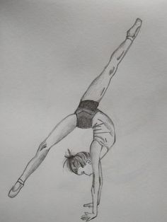 a pencil drawing of a person doing a handstand on one hand and another hand in the other