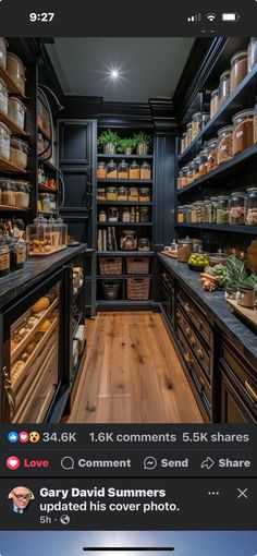 an image of a kitchen with lots of food on the shelves and in the pantry