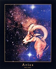 the zodiac sign aries is depicted in this astrological image, with stars above it