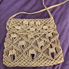 New, Never Used Casual Macrame Bag For Spring, Casual Macrame Tote Shoulder Bag, Casual Macrame Crochet Bag For Spring, Casual Spring Macrame Crochet Bag, Casual Crochet Macrame Bag For Spring, Casual Spring Crochet Macrame Bag, Casual Cream Macrame Shoulder Bag, Casual Beige Macrame Bags, Spring Beige Macrame Bag