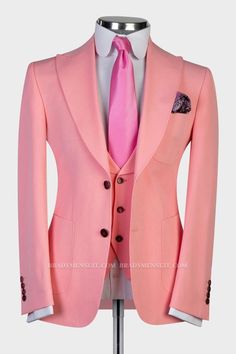 Bradymensuit customized this Trendy Pink Pointed Lapel three Piece Slim Fit Men for Prom with an emergency ordering service. Explore the design of this Blushing Pink Solid Peaked Lapel Single Breasted men's suit for Cheap prom, wedding or formal business occasion. Best Wedding Suits For Groom, Wedding Suits For Groom, Suits For Prom, Best Wedding Suits, Wedding Suits Groom, Waist Coat, Prom Suits, Groom Suit, Fit Men