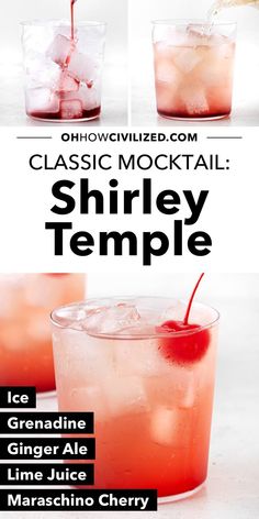 A quick 3-minute drink, this Shirley Temple is non-alcoholic and kid-friendly. See how to make it with just 5 simple ingredients. #shirleytemple #mocktail #kidsdrinks Simple Mocktails, Kids Mocktails, Shirley Temple Recipe, Shirley Temple Drink, Bridal Shower Drinks, Easy Mocktails, Strawberry Simple Syrup, Layered Drinks, Kid Friendly Drinks