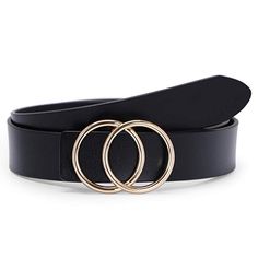 MEDIUM Fashion Designer Belts for Women Leather Belts for Jeans Dress Pants with Gold Double O-Ring Buckle at Amazon Women’s Clothing store What To Wear To Disney, Designer Belts For Women, 2020 Outfits, Wearing All Black, Ring Der O, Designer Belts, Belt Design, Stylish Sweaters, Fashion Belts