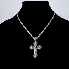 Giant Cross Necklace, Y2k Cross Necklace, Chunky Cross Necklace, Gothic Cross Necklace, Chain Link Necklace Silver, Goth Accessories, Gothic Cross, Gothic Crosses, Cross Chain