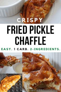 crispy fried pickle chaffle is an easy, low carb appetizer