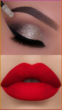 Makeup Ideas For Wedding, Red Lipstick Makeup Looks, Gorgeous Wedding Makeup, Wedding Makeup Tutorial, Wedding Eye Makeup, Bridal Eye Makeup, Classic Makeup, Eye Makeup Techniques, Red Lip Makeup