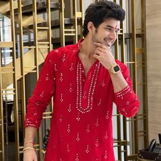 Red Kurta For Men, Kurta Pajama Pathani, Pathani Kurta Pajama, Mirror Work Kurta, Sherwani For Groom, Jay Hanuman