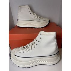 Elevate Your Casual Style With These Converse Chuck 70 At-Cx Sneakers. Designed For Men, These Shoes Come In A Classic White Color With A Synthetic Upper Material. The Shoes Feature A Standard Shoe Width And A Uk Shoe Size Of 9, Us Shoe Size Of 9.5, And Eu Shoe Size Of 43.5. These Sneakers Are Perfect For Any Casual Occasion And Are Part Of The Converse Chuck Product Line. The Shoes Have Not Been Customized And Were Manufactured In Vietnam. Get Your Hands On These Stylish Sneakers Today And Add Red Converse, Converse Run Star, Black Leather Sneakers, Mens Shoes Black, Converse White, Mens Athletic Shoes, Converse Chuck 70, Casual Shoe, Chuck 70