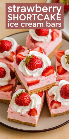 strawberry shortcake ice cream bars on a plate