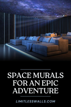 Home movie theater with space wall mural on the ceiling. Landscape Nursery, Black And White City, Boys Bedrooms, Photography Wallpaper, Interstellar, Wine Cellar, Art And Architecture, Girl Room