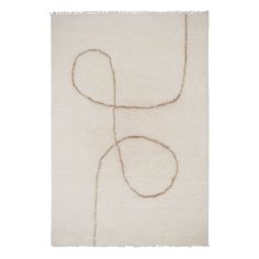 a white rug with an abstract design on the bottom, and a line drawn across it