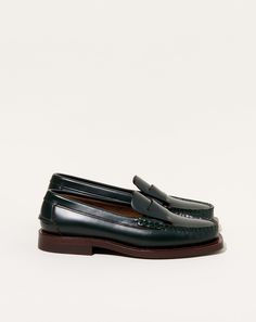 Covet + Lou Local Artisans, In Spanish, Rubber Heels, Calf Leather, Dark Green, Spain, Loafers, Slip On, Women Shoes