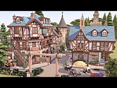 Sims 4 Medieval, Sims 4 Speed Build, Fantasy Town, Sims 4 House Plans, Medieval Village, Sims Building, Sims House Design