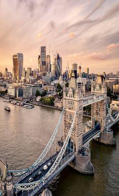 an aerial view of the tower bridge in london