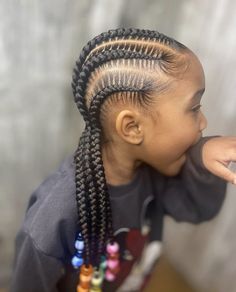 Kid Straight Back Braids, Braids On Little Black Girls, Cute Kids Hairstyles Braids, Braids Little Black Girls For Kids, Cornrows Kids Girl Hairstyles, Cornrow Styles For Girls Black Kids, Feed In Braids Hairstyles For Kids, Kid Stitch Braids, Black Hairstyles Braids For Kids