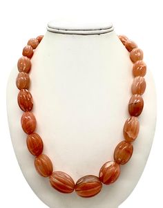 100 % Natural Orange Aventurine hand carved nugget shape beaded necklace with funda. Details: - Gemstone: Orange Aventurine Calibration of beads: From 12X17millimeters till 25X30millimeters approx Strand: 1 Gross Weight Of Necklace: 799.00 Carats Net Weight Of Stones:  793.00 Carats Length Of Necklace: 18.50 Inches  SKU: FUNDA042 100% NATURAL ORANGE AVENTURINE PERFECT POLISHING VERY OLD MINES BEADS NECKLACE FOR WOMEN AND GIRLS WEAR AMAZING QUALITY PRODUCT NOT HEATED NOT TREATED NOT DYED ATTRACTIVE NECKLACE UNIQUE NECKLACE Thank you for your kind visit to my shop. NOTE: - You will receive the same product you see in the picture.   Dear Buyers, please feel free to ask questions    We will be glad to answer & solve query regarding this product RETURN POLICY: -   Every piece of jewelry and inp Luxury Amber Necklace For Formal Occasions, Orange Aventurine, Color Necklace, Necklace Gemstone, Rough Gemstone, Beads Necklace, Girls Wear, Unique Necklaces, Gemstone Necklace