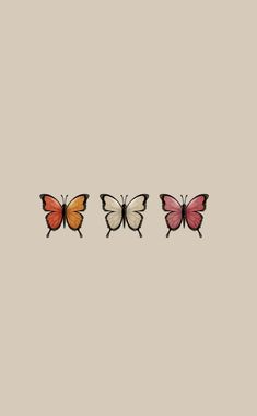 three different colored butterflies on a gray background